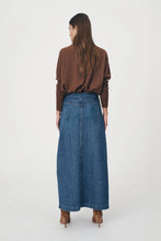 Load image into Gallery viewer, Rowie Valerie Hemp Midi Skirt Blue Denim
