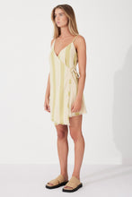 Load image into Gallery viewer, Zulu &amp; Zephyr Olive Stripe Organic Cotton Wrap Mini Dress
