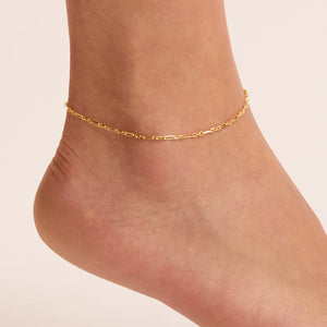 By Charlotte Mixed Link Chain Anklet Gold