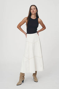 Rowie Paloma Organic Midi Skirt Creme