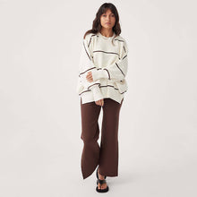 Load image into Gallery viewer, Arcaa Harper Stripe Organic Knit Sweater - Cream &amp; Chocolate

